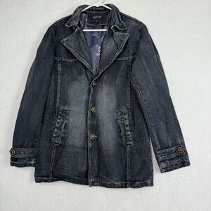 Denim Trench Coat Jacket Women Longline Jean Blazer Casual Streetwear Size XXL